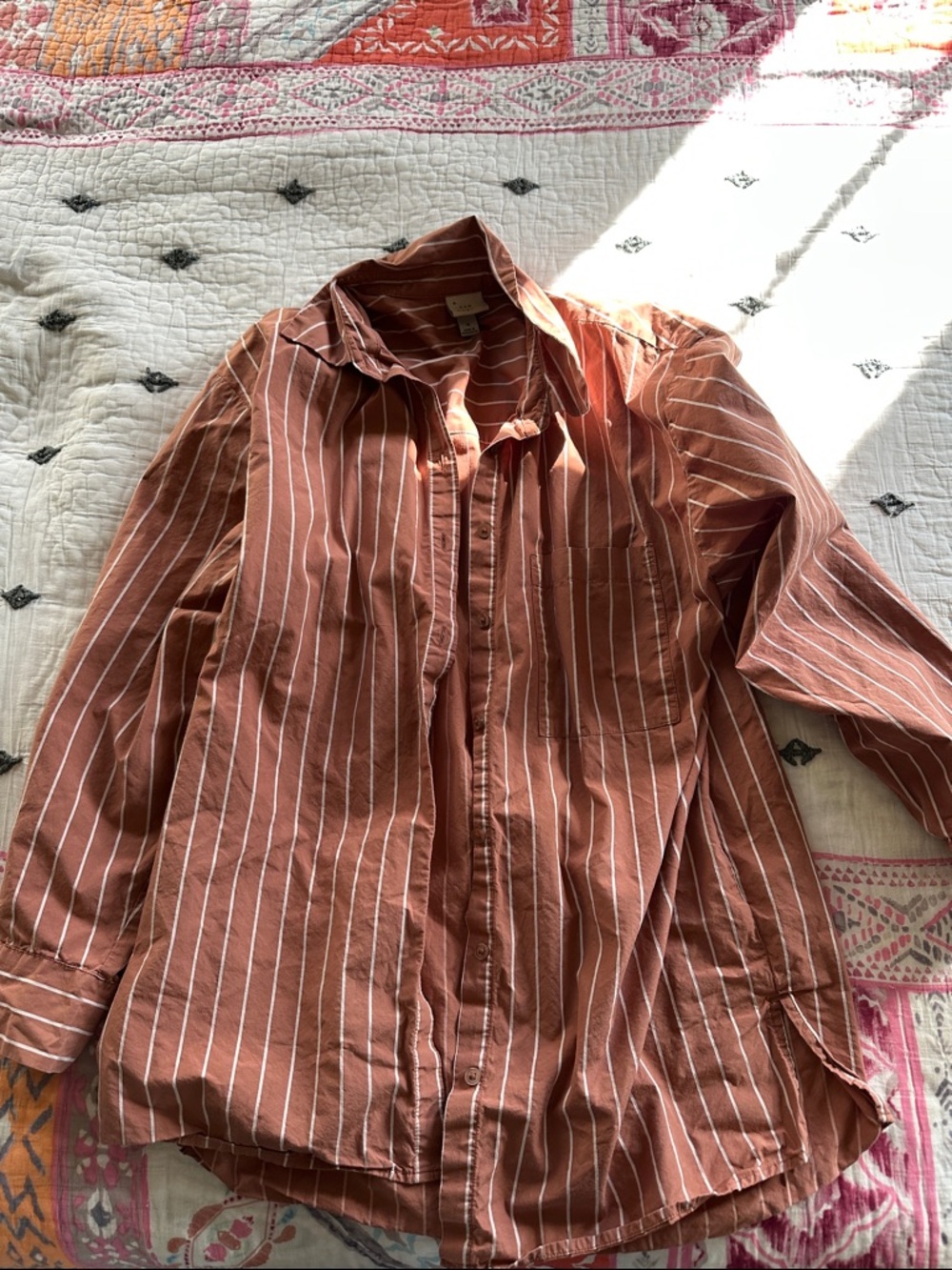 a new day Rust-Orange Striped Button-Down Shirt